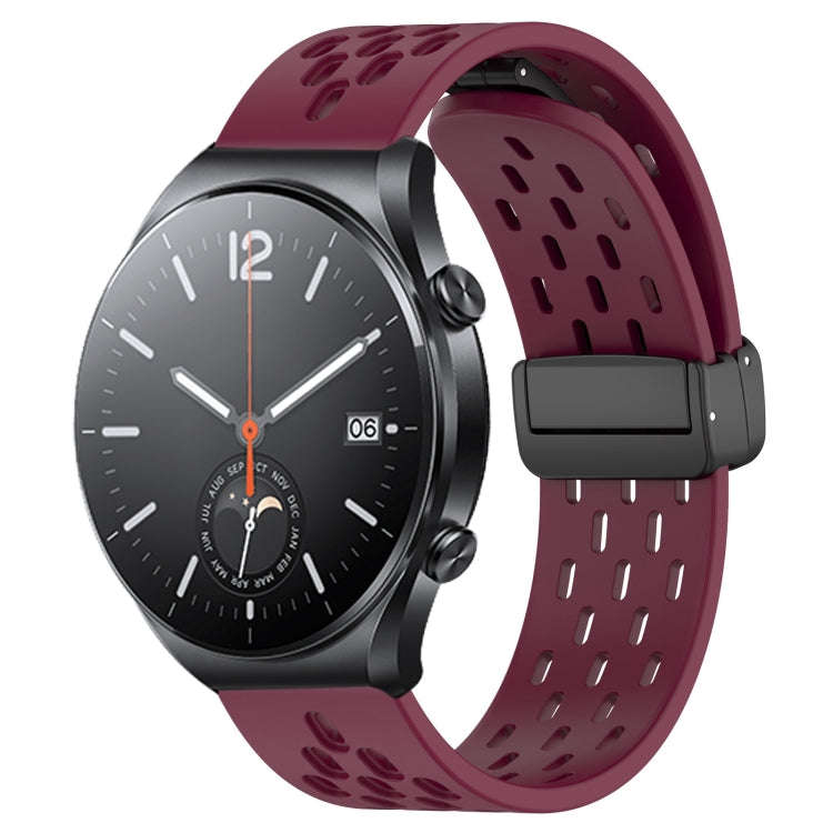 For Xiaomi MI Watch S1 22mm Folding Magnetic Clasp Silicone Watch Band(Wine Red)