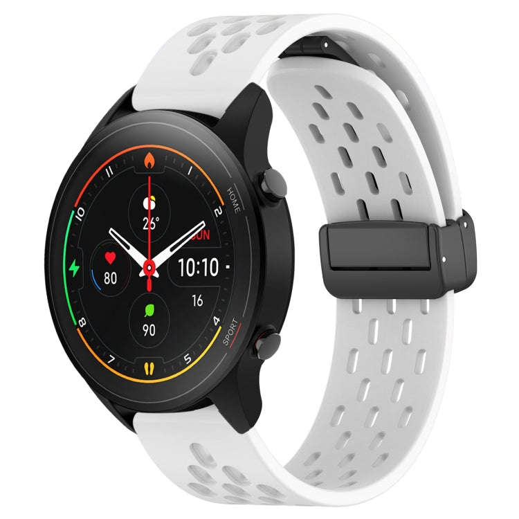 For Xiaomi MI Watch S1 Pro 22mm Folding Magnetic Clasp Silicone Watch Band(White)