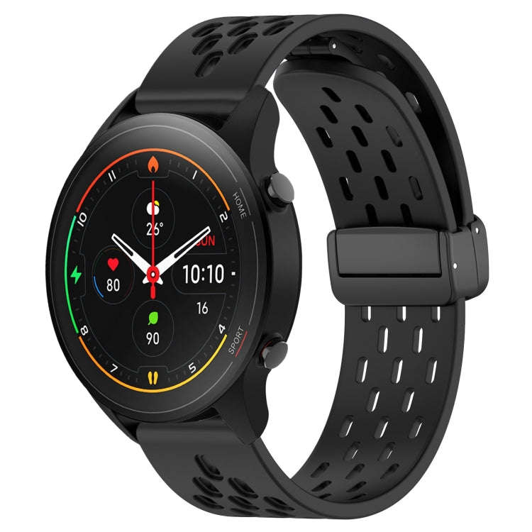 For Xiaomi MI Watch S1 Pro 22mm Folding Magnetic Clasp Silicone Watch Band(Black)