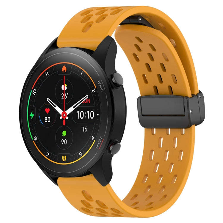 For Xiaomi MI Watch S1 Pro 22mm Folding Magnetic Clasp Silicone Watch Band(Yellow)