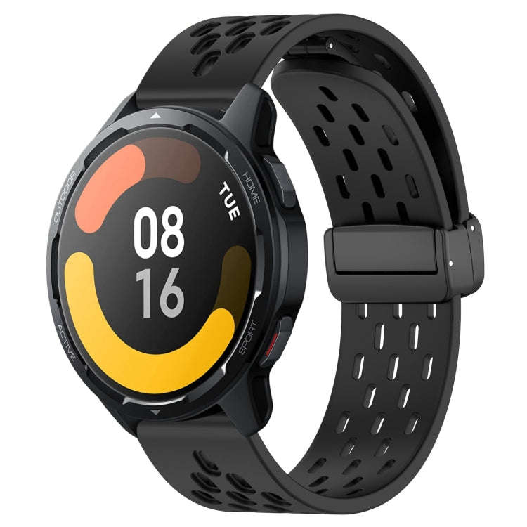 For Xiaomi Watch S1 Active 22mm Folding Magnetic Clasp Silicone Watch Band(Black)