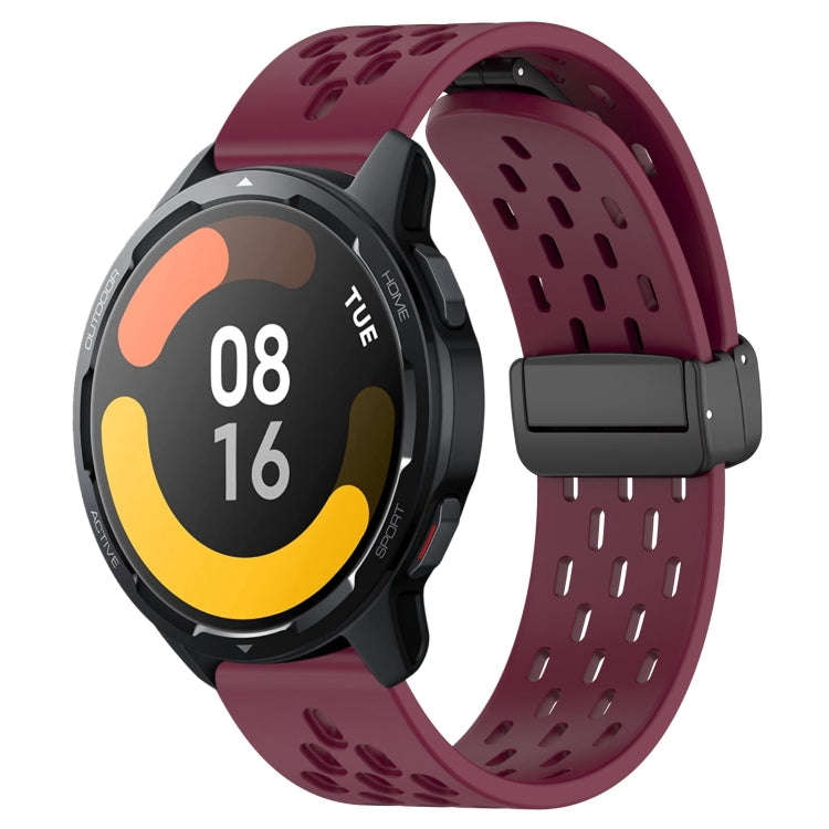 For Xiaomi Watch S1 Active 22mm Folding Magnetic Clasp Silicone Watch Band(Wine Red)