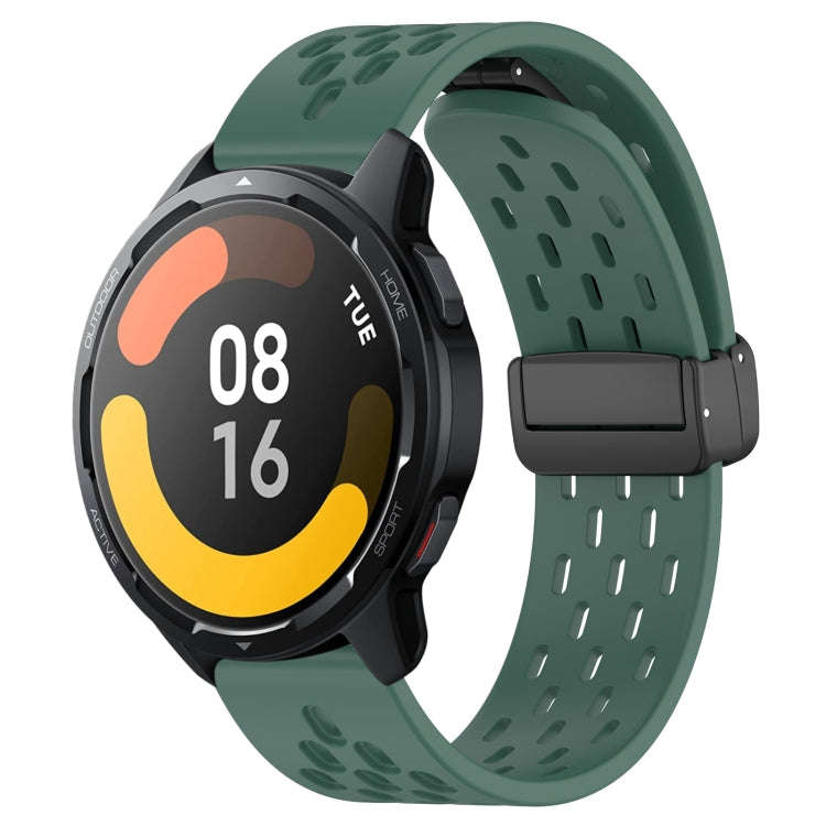 For Xiaomi Watch S1 Active 22mm Folding Magnetic Clasp Silicone Watch Band(Dark Green)