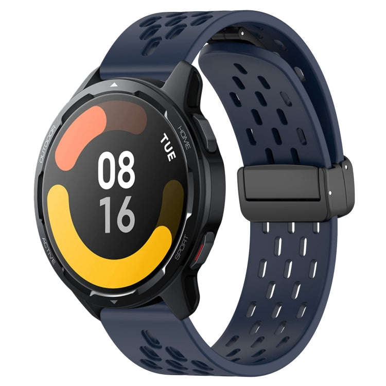 For Xiaomi Watch S1 Active 22mm Folding Magnetic Clasp Silicone Watch Band(Midnight Blue)