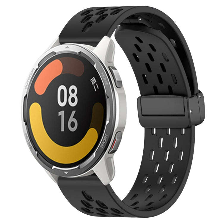 For Xiaomi MI Watch Color 2 22mm Folding Magnetic Clasp Silicone Watch Band(Black)