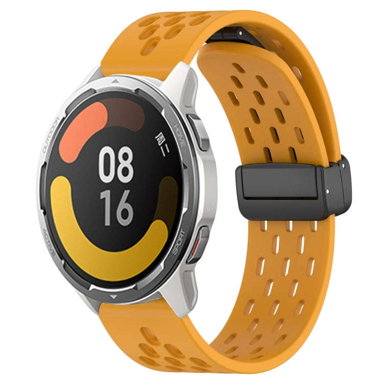 For Xiaomi MI Watch Color 2 22mm Folding Magnetic Clasp Silicone Watch Band(Yellow)