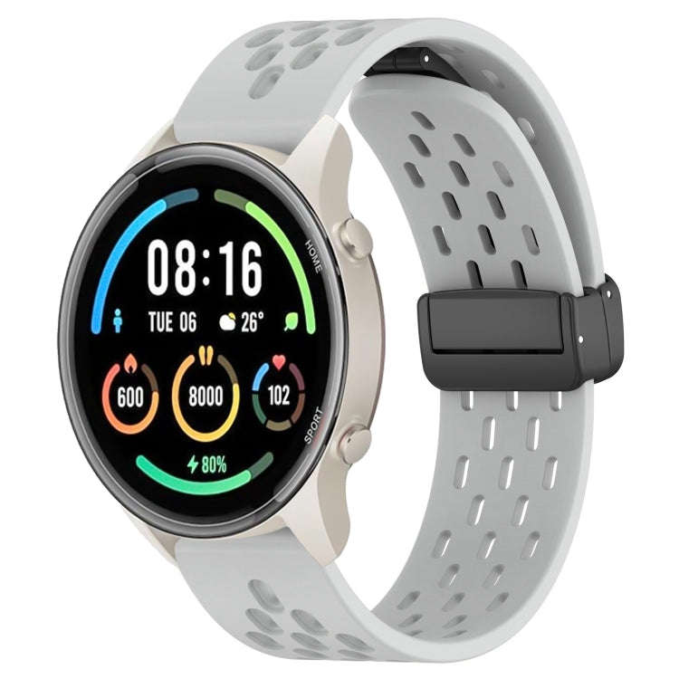 For Xiaomi MI Watch Sport 22mm Folding Magnetic Clasp Silicone Watch Band(Light Grey)