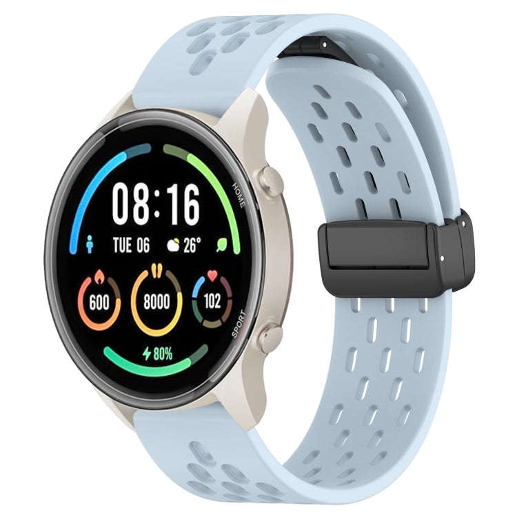 For Xiaomi MI Watch Sport 22mm Folding Magnetic Clasp Silicone Watch Band(Light Blue)