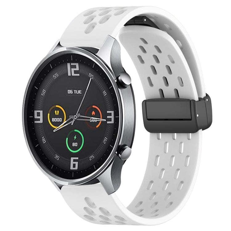 For Xiaomi MI Watch Color 22mm Folding Magnetic Clasp Silicone Watch Band(White)