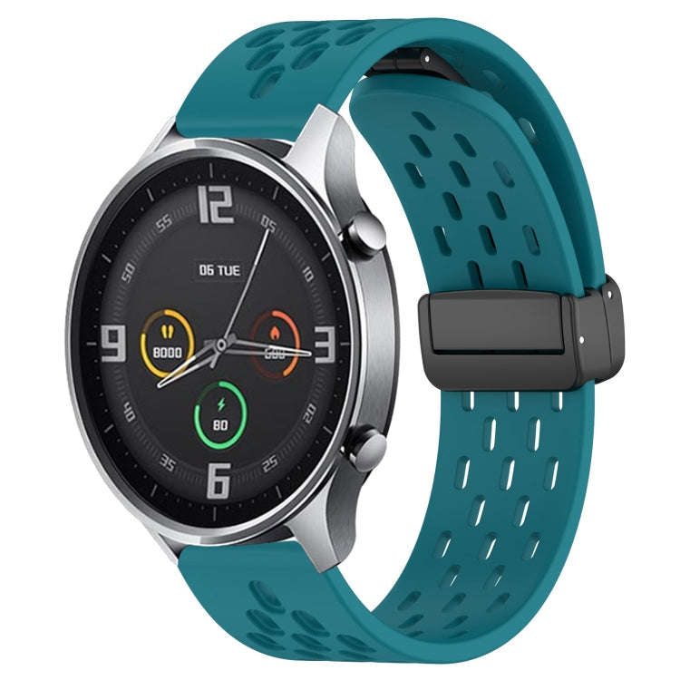 For Xiaomi MI Watch Color 22mm Folding Magnetic Clasp Silicone Watch Band(Hidden Green)