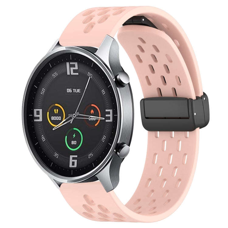For Xiaomi MI Watch Color 22mm Folding Magnetic Clasp Silicone Watch Band(Pink)