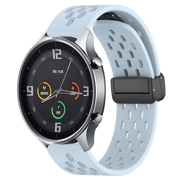 For Xiaomi MI Watch Color 22mm Folding Magnetic Clasp Silicone Watch Band(Light Blue)