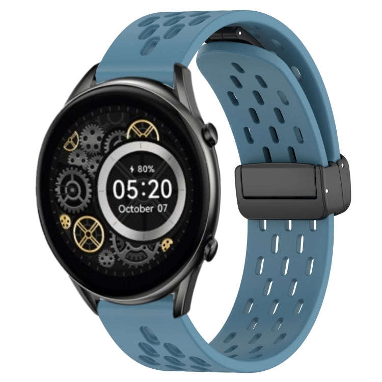 For Xiaomi Haylou RT2 LS10 22mm Folding Magnetic Clasp Silicone Watch Band(Blue)