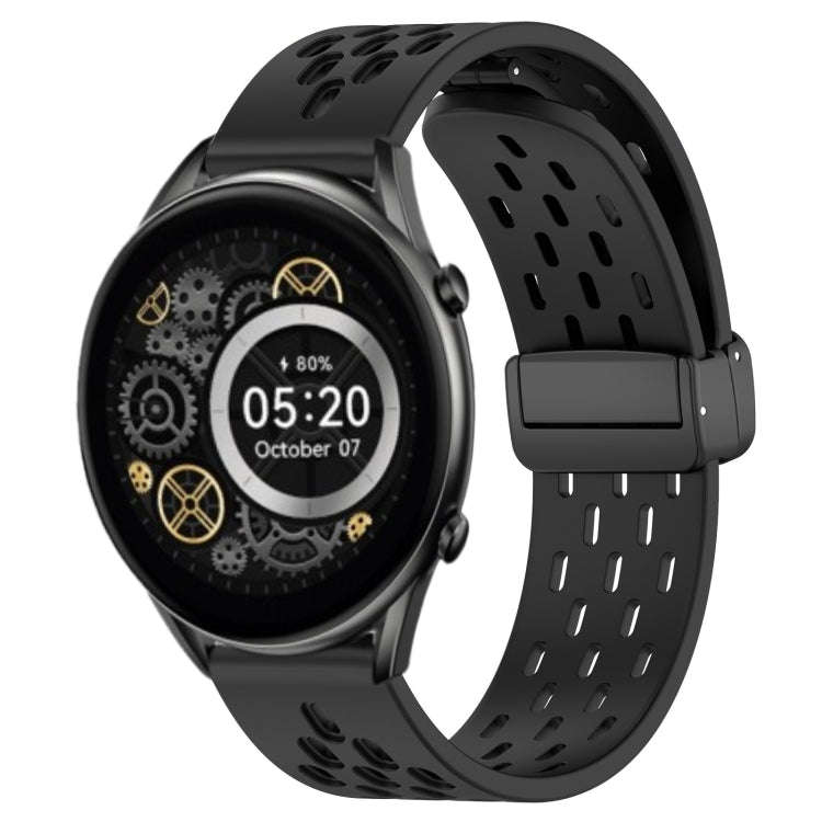 For Xiaomi Haylou RT2 LS10 22mm Folding Magnetic Clasp Silicone Watch Band(Black)
