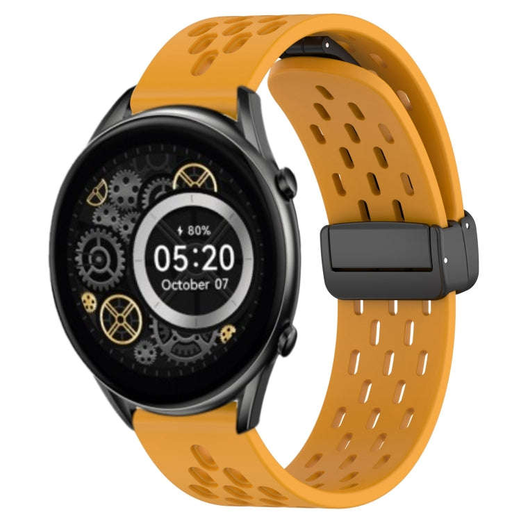 For Xiaomi Haylou RT2 LS10 22mm Folding Magnetic Clasp Silicone Watch Band(Yellow)