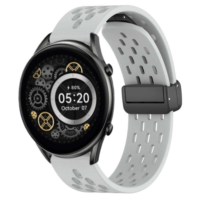 For Xiaomi Haylou RT2 LS10 22mm Folding Magnetic Clasp Silicone Watch Band(Light Grey)