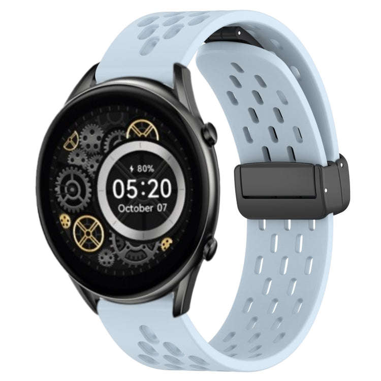 For Xiaomi Haylou RT2 LS10 22mm Folding Magnetic Clasp Silicone Watch Band(Light Blue)
