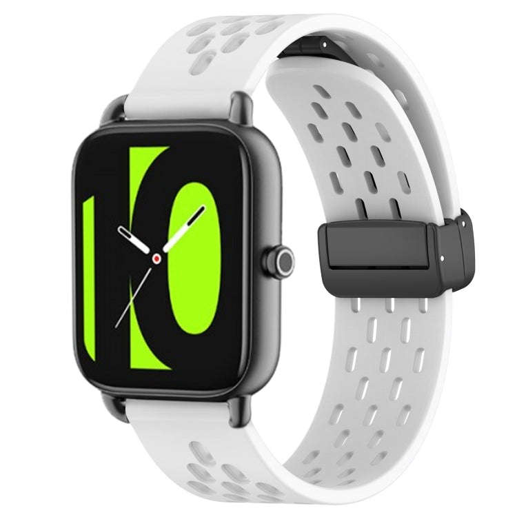 For Xiaomi Haylou RS4 LS12 22mm Folding Magnetic Clasp Silicone Watch Band(White)