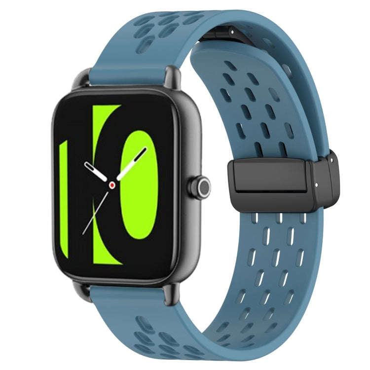 For Xiaomi Haylou RS4 LS12 22mm Folding Magnetic Clasp Silicone Watch Band(Blue)