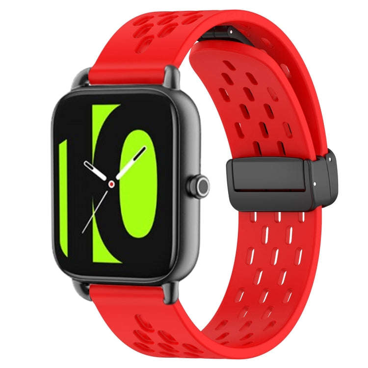 For Xiaomi Haylou RS4 LS12 22mm Folding Magnetic Clasp Silicone Watch Band(Red)