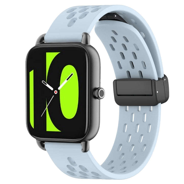 For Xiaomi Haylou RS4 LS12 22mm Folding Magnetic Clasp Silicone Watch Band(Light Blue)