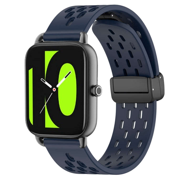 For Xiaomi Haylou RS4 LS12 22mm Folding Magnetic Clasp Silicone Watch Band(Midnight Blue)