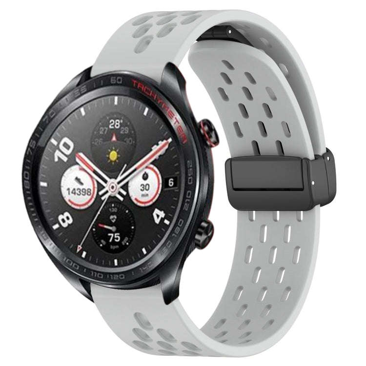 For Honor Watch Dream 22mm Folding Magnetic Clasp Silicone Watch Band(Light Grey)