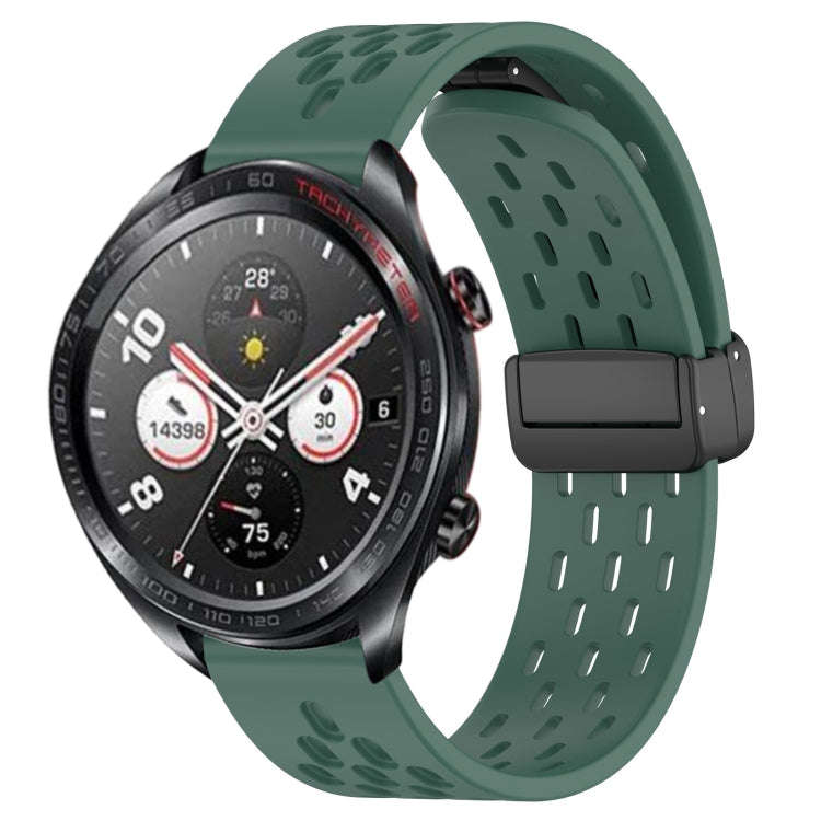 For Honor Watch Dream 22mm Folding Magnetic Clasp Silicone Watch Band(Dark Green)