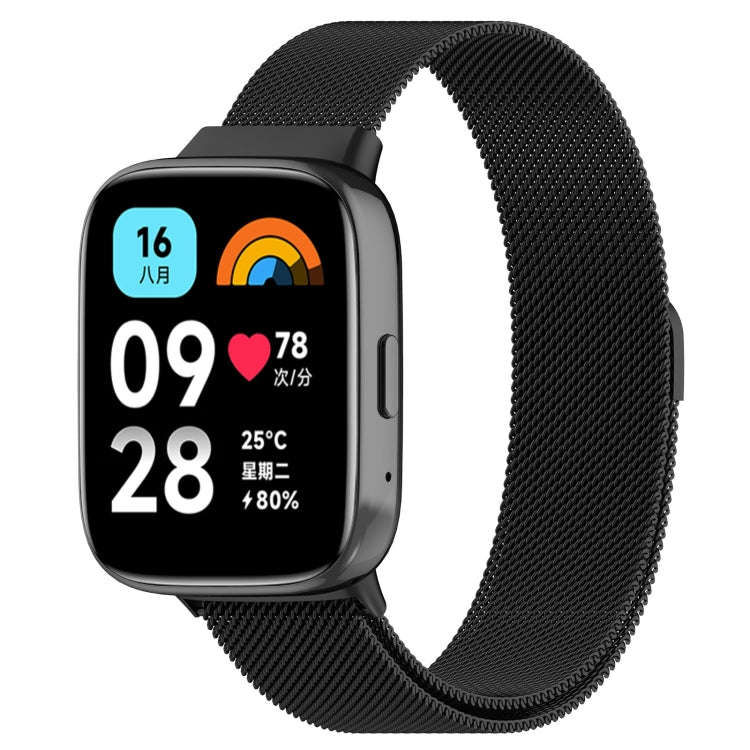 For Redmi Watch 3 Lite Milan Magnetic Steel Mesh Watch Band(Black)