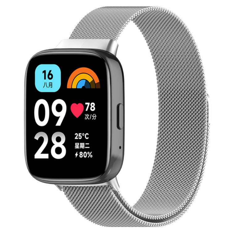For Redmi Watch 3 Active Milan Magnetic Steel Mesh Watch Band(Silver)