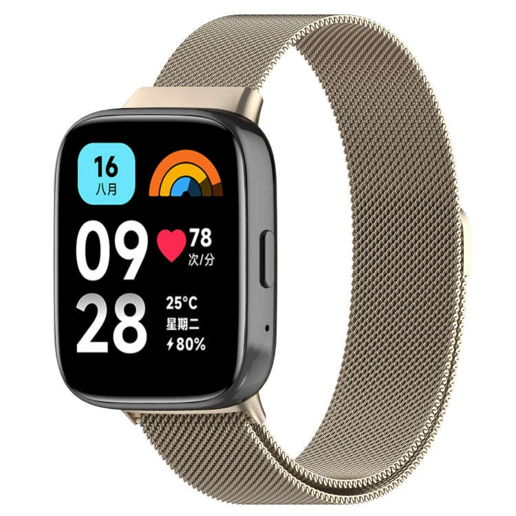 For Redmi Watch 3 Active Milan Magnetic Steel Mesh Watch Band(Starlight Color)