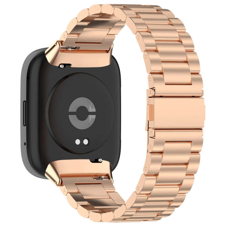 For Redmi Watch 3 Active Three Bead Stainless Steel Metal Watch Band(Rose Gold)