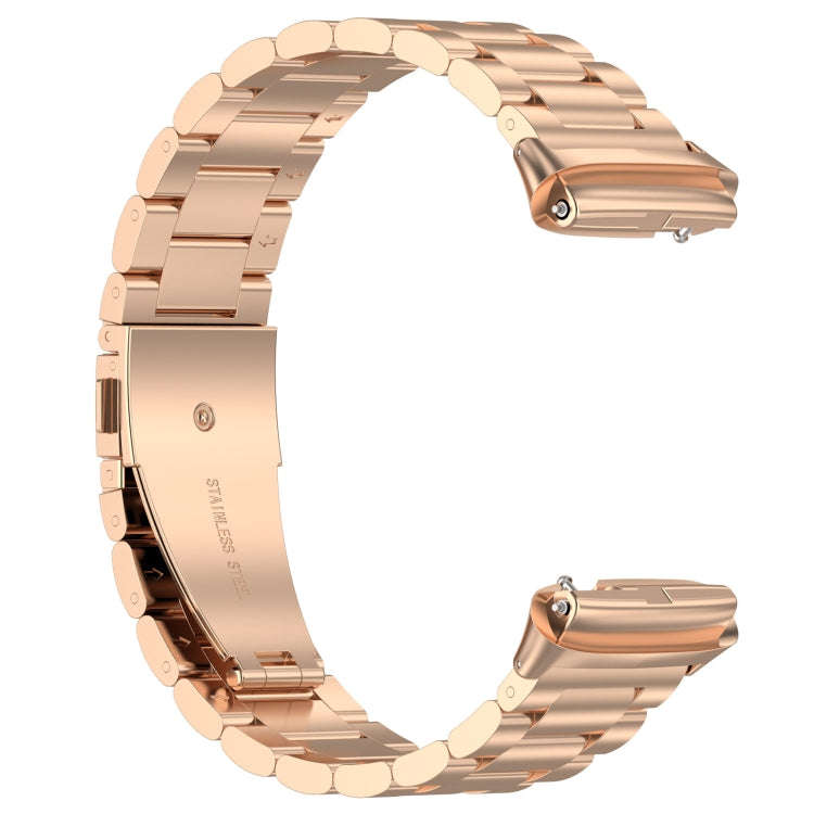 For Redmi Watch 3 Active Three Bead Stainless Steel Metal Watch Band(Rose Gold)