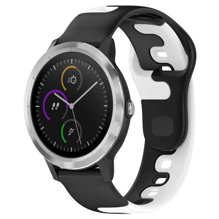 For Garmin Vivoactive 3 20mm Double Color Silicone Watch Band(Black+White)