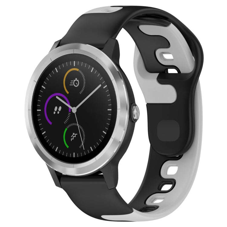 For Garmin Vivoactive 3 20mm Double Color Silicone Watch Band(Black+Grey)