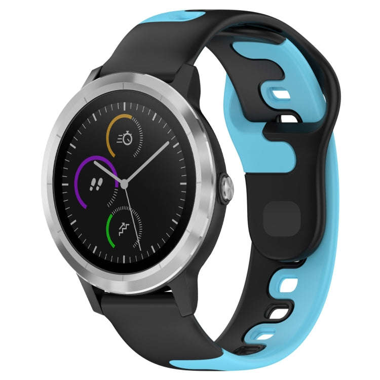 For Garmin Vivoactive 3 20mm Double Color Silicone Watch Band(Black+Blue)