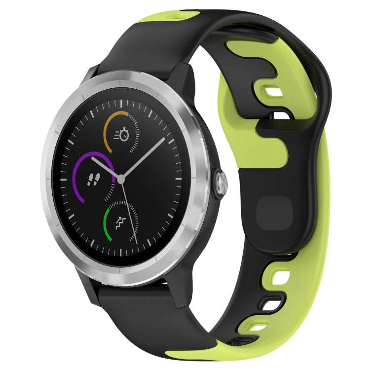 For Garmin Vivoactive 3 20mm Double Color Silicone Watch Band(Black+Green)