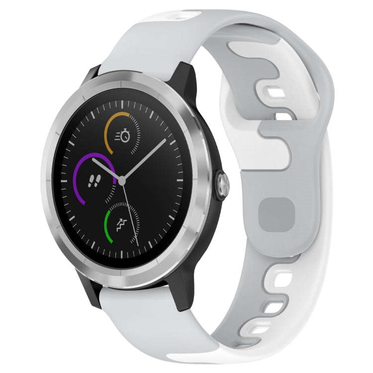 For Garmin Vivoactive 3 20mm Double Color Silicone Watch Band(Grey+White)