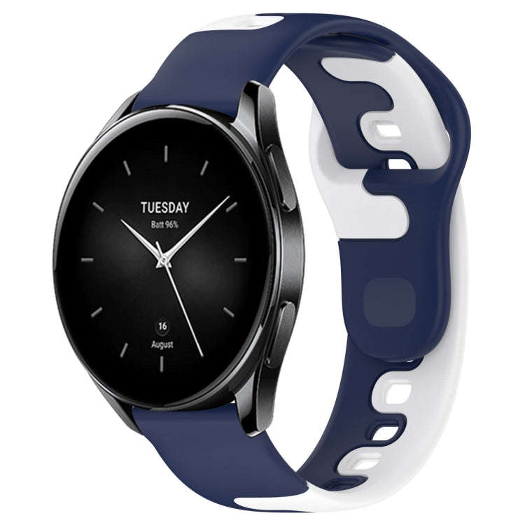 For Xiaomi Watch S2 42mm 22mm Double Color Silicone Watch Band(Blue+White)