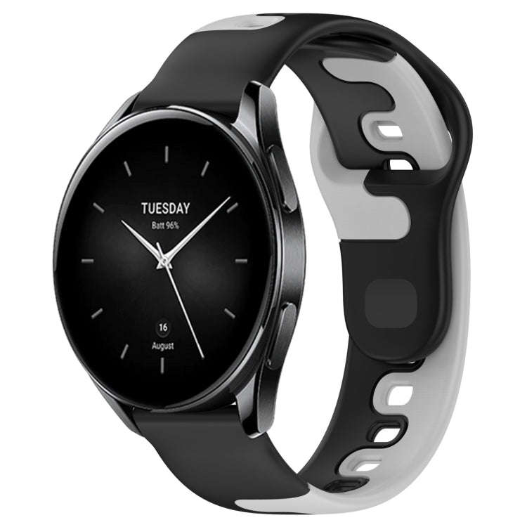 For Xiaomi Watch S2 46mm 22mm Double Color Silicone Watch Band(Black+Grey)