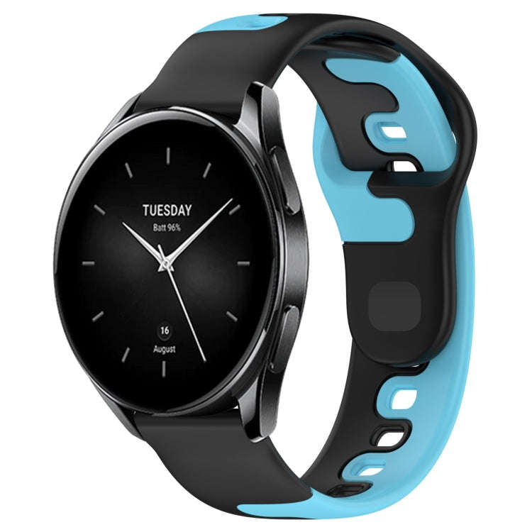 For Xiaomi Watch S2 46mm 22mm Double Color Silicone Watch Band(Black+Blue)