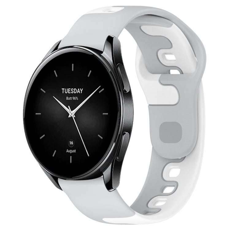 For Xiaomi Watch S2 46mm 22mm Double Color Silicone Watch Band(Grey+White)