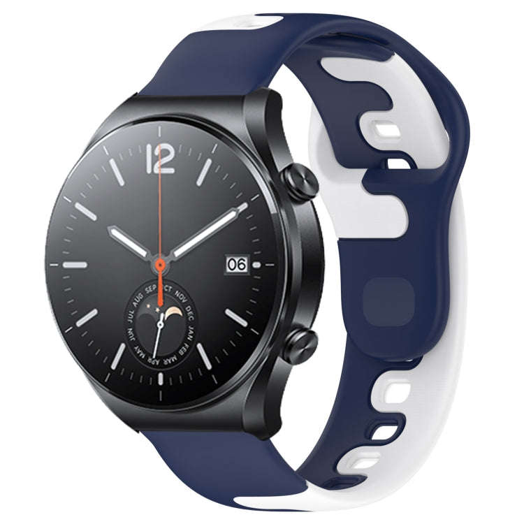 For Xiaomi MI Watch S1 22mm Double Color Silicone Watch Band(Blue+White)