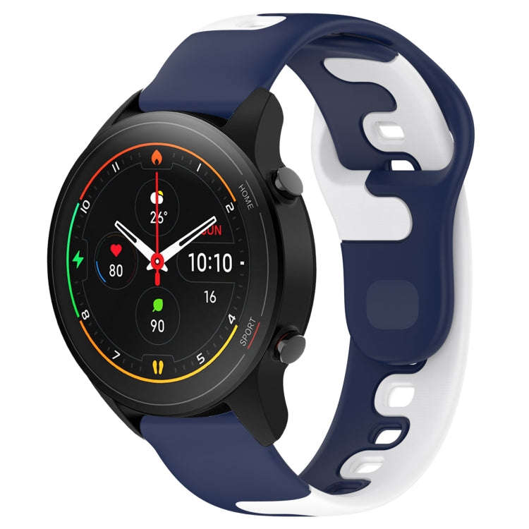 For Xiaomi MI Watch S1 Pro 22mm Double Color Silicone Watch Band(Blue+White)