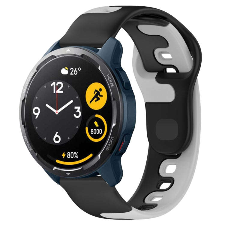 For Xiaomi Watch S1 Active 22mm Double Color Silicone Watch Band(Black+Grey)
