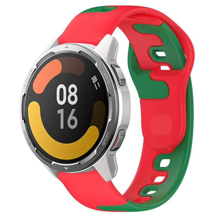 For Xiaomi MI Watch Color 2 22mm Double Color Silicone Watch Band(Red+Green)