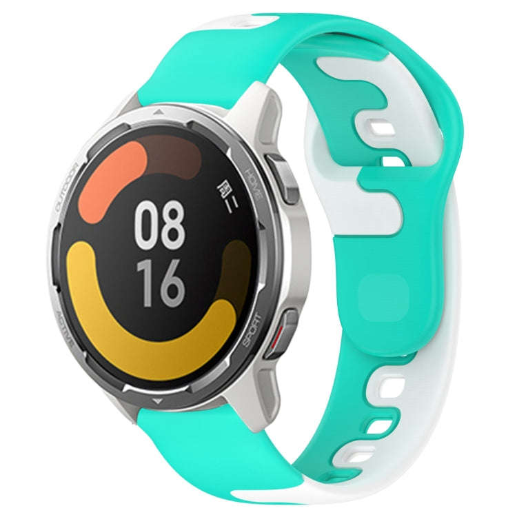 For Xiaomi MI Watch Color 2 22mm Double Color Silicone Watch Band(Cyan+White)