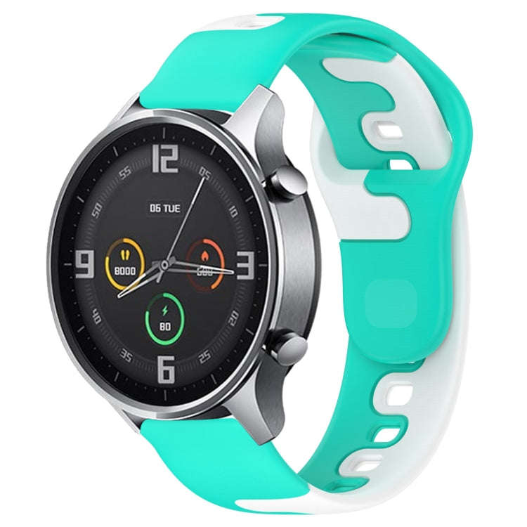 For Xiaomi MI Watch Color 22mm Double Color Silicone Watch Band(Cyan+White)