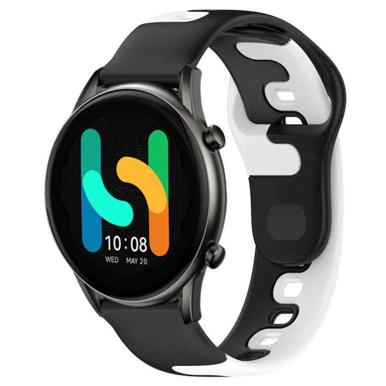For Xiaomi Haylou RT2 LS10 22mm Double Color Silicone Watch Band(Black+White)