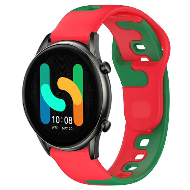 For Xiaomi Haylou RT2 LS10 22mm Double Color Silicone Watch Band(Red+Green)
